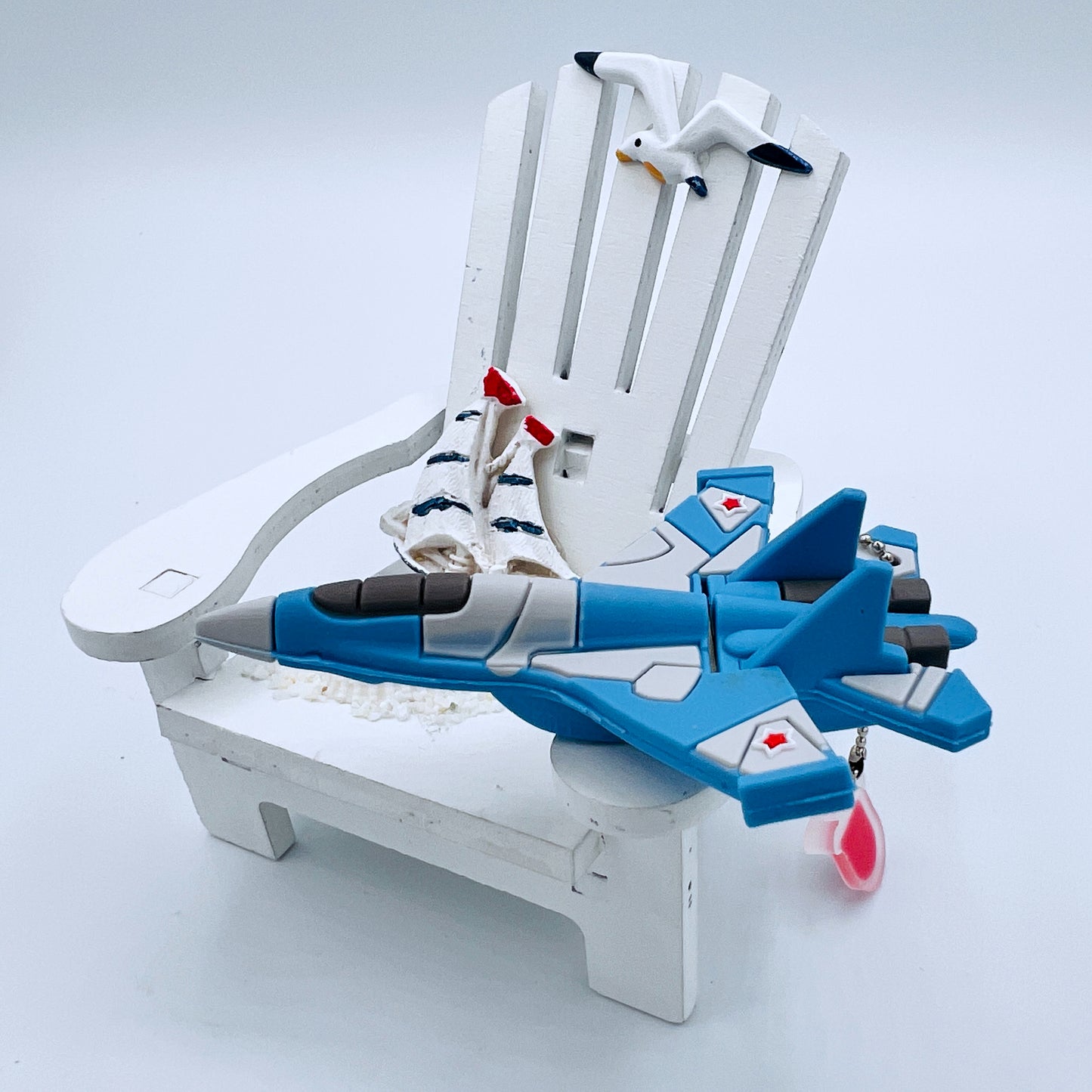 blue fighter plane