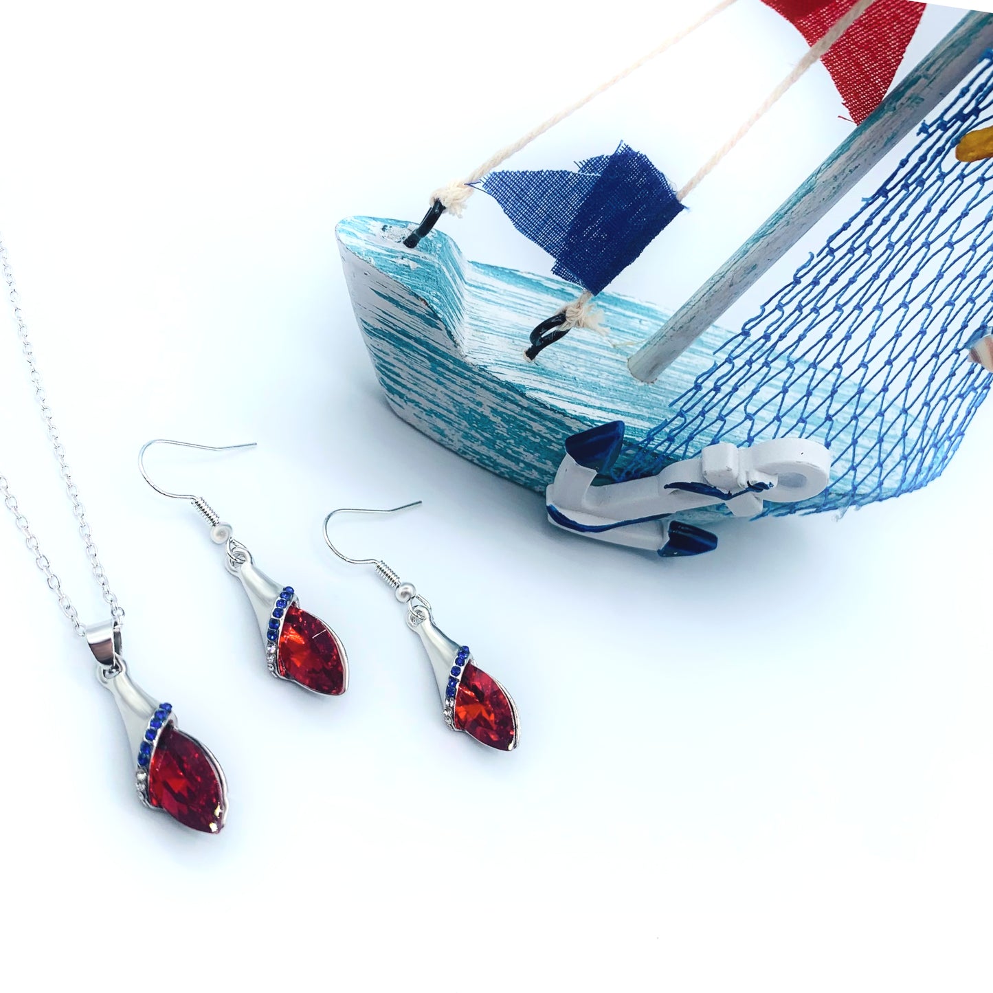 red drop jewelry set