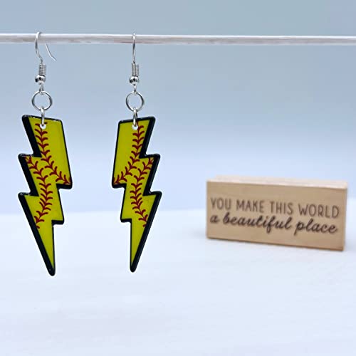 Softball Earrings for Women - Basketball Earrings for Mom - Baseball Earrings for Girls - Football Earrings for Girls - Volleyball Earrings for Girls - Softball Gifts for Girls - Football Mom Earrings - Sports Earrings - Acrylic Earrings for Women - Doubl