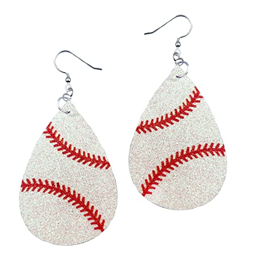 Basketball Earrings for Women - Softball Gifts for Girls - Football Mom Earrings - Baseball Earrings - Sports Earrings - Faux Leather Earrings - Glitter Earrings for Girls