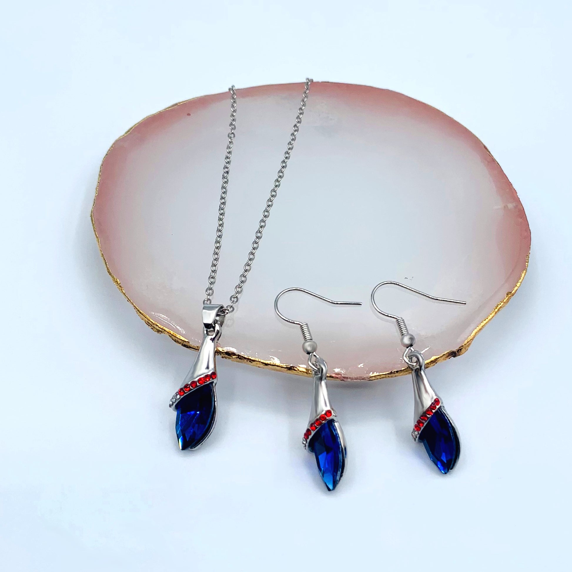blue drop jewelry set