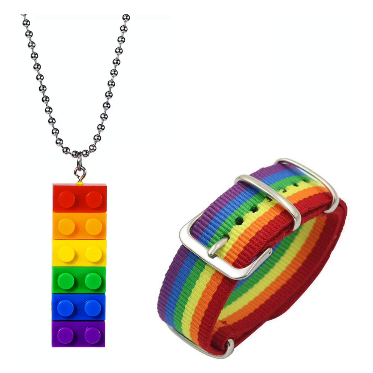 rainbow necklace & bracelet