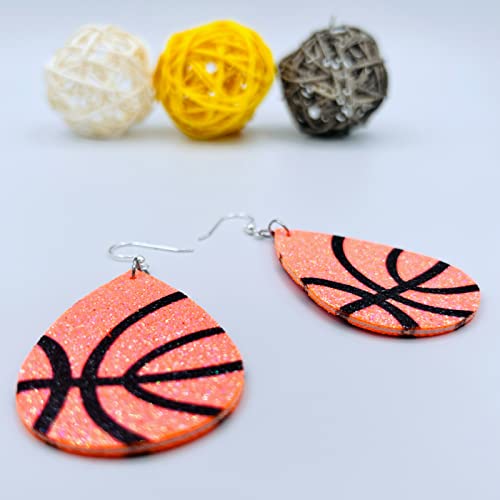 Basketball Earrings for Women - Softball Gifts for Girls - Football Mom Earrings - Baseball Earrings - Sports Earrings - Faux Leather Earrings - Glitter Earrings for Girls