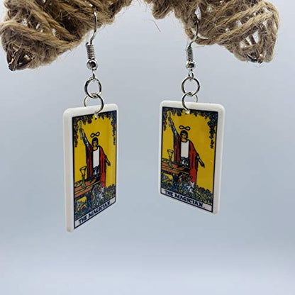 Tarot Jewelry for Women - Rider Waite Tarot Earrings - Zodiac Earrings - Tarot Card Danglers for Women - Tarot Gifts for Women - Zodiac Birthday Gifts - Major Arcana Cards