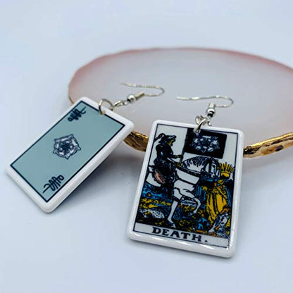 Tarot Jewelry for Women - Rider Waite Tarot Earrings - Zodiac Earrings - Tarot Card Danglers for Women - Tarot Gifts for Women - Zodiac Birthday Gifts - Major Arcana Cards