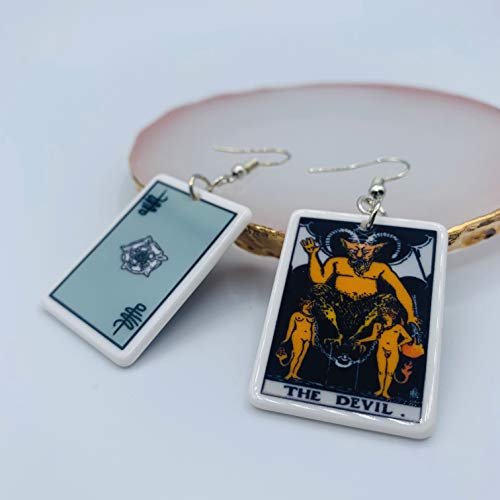 Tarot Jewelry for Women - Rider Waite Tarot Earrings - Zodiac Earrings - Tarot Card Danglers for Women - Tarot Gifts for Women - Zodiac Birthday Gifts - Major Arcana Cards