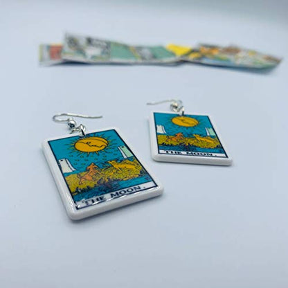 Tarot Jewelry for Women - Rider Waite Tarot Earrings - Zodiac Earrings - Tarot Card Danglers for Women - Tarot Gifts for Women - Zodiac Birthday Gifts - Major Arcana Cards