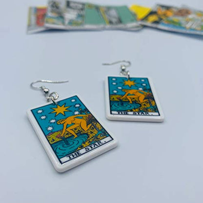 Tarot Jewelry for Women - Rider Waite Tarot Earrings - Zodiac Earrings - Tarot Card Danglers for Women - Tarot Gifts for Women - Zodiac Birthday Gifts - Major Arcana Cards