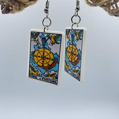 Tarot Jewelry for Women - Rider Waite Tarot Earrings - Zodiac Earrings - Tarot Card Danglers for Women - Tarot Gifts for Women - Zodiac Birthday Gifts - Major Arcana Cards