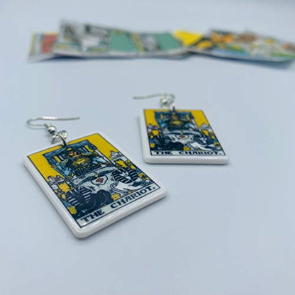 Tarot Jewelry for Women - Rider Waite Tarot Earrings - Zodiac Earrings - Tarot Card Danglers for Women - Tarot Gifts for Women - Zodiac Birthday Gifts - Major Arcana Cards