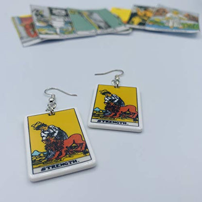 Tarot Jewelry for Women - Rider Waite Tarot Earrings - Zodiac Earrings - Tarot Card Danglers for Women - Tarot Gifts for Women - Zodiac Birthday Gifts - Major Arcana Cards