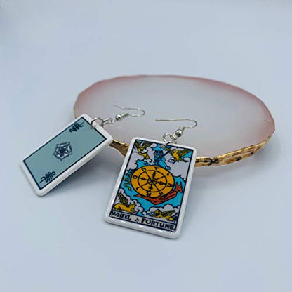 Tarot Jewelry for Women - Rider Waite Tarot Earrings - Zodiac Earrings - Tarot Card Danglers for Women - Tarot Gifts for Women - Zodiac Birthday Gifts - Major Arcana Cards