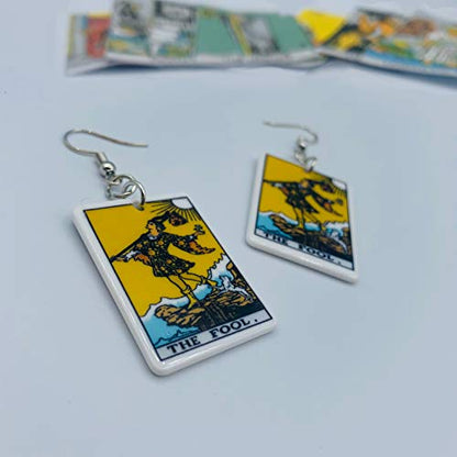 Tarot Jewelry for Women - Rider Waite Tarot Earrings - Zodiac Earrings - Tarot Card Danglers for Women - Tarot Gifts for Women - Zodiac Birthday Gifts - Major Arcana Cards