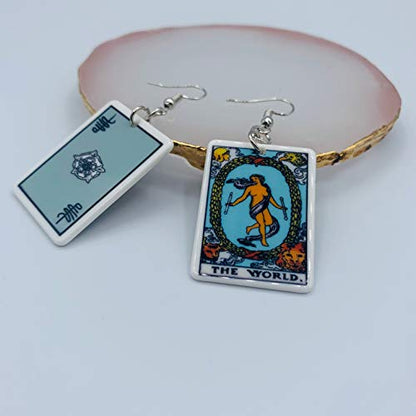 Tarot Jewelry for Women - Rider Waite Tarot Earrings - Zodiac Earrings - Tarot Card Danglers for Women - Tarot Gifts for Women - Zodiac Birthday Gifts - Major Arcana Cards