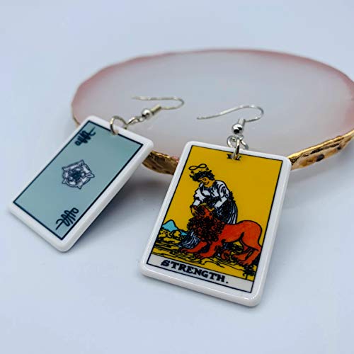 Tarot Jewelry for Women - Rider Waite Tarot Earrings - Zodiac Earrings - Tarot Card Danglers for Women - Tarot Gifts for Women - Zodiac Birthday Gifts - Major Arcana Cards