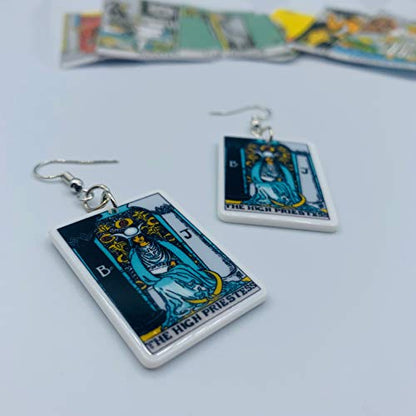 Tarot Jewelry for Women - Rider Waite Tarot Earrings - Zodiac Earrings - Tarot Card Danglers for Women - Tarot Gifts for Women - Zodiac Birthday Gifts - Major Arcana Cards