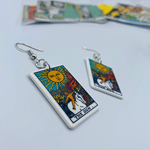 Tarot Jewelry for Women - Rider Waite Tarot Earrings - Zodiac Earrings - Tarot Card Danglers for Women - Tarot Gifts for Women - Zodiac Birthday Gifts - Major Arcana Cards