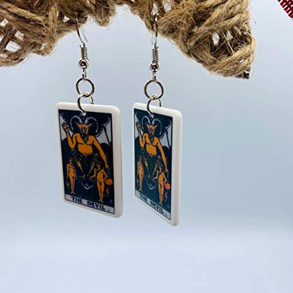 Tarot Jewelry for Women - Rider Waite Tarot Earrings - Zodiac Earrings - Tarot Card Danglers for Women - Tarot Gifts for Women - Zodiac Birthday Gifts - Major Arcana Cards