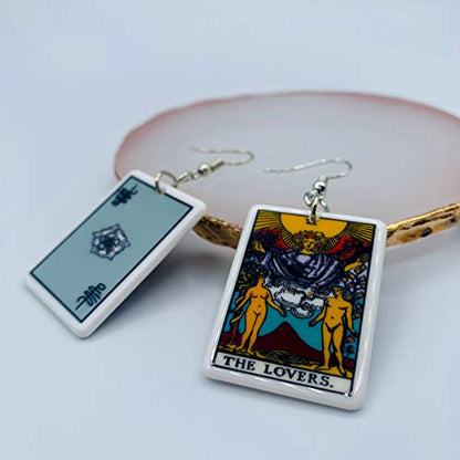 Tarot Jewelry for Women - Rider Waite Tarot Earrings - Zodiac Earrings - Tarot Card Danglers for Women - Tarot Gifts for Women - Zodiac Birthday Gifts - Major Arcana Cards