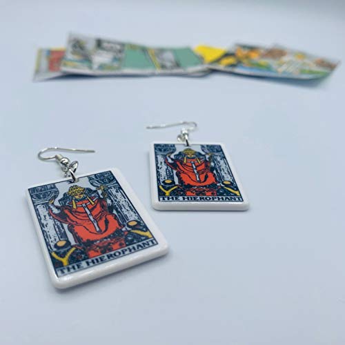 Tarot Jewelry for Women - Rider Waite Tarot Earrings - Zodiac Earrings - Tarot Card Danglers for Women - Tarot Gifts for Women - Zodiac Birthday Gifts - Major Arcana Cards