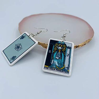 Tarot Jewelry for Women - Rider Waite Tarot Earrings - Zodiac Earrings - Tarot Card Danglers for Women - Tarot Gifts for Women - Zodiac Birthday Gifts - Major Arcana Cards