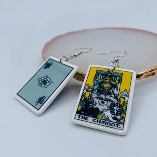 Tarot Jewelry for Women - Rider Waite Tarot Earrings - Zodiac Earrings - Tarot Card Danglers for Women - Tarot Gifts for Women - Zodiac Birthday Gifts - Major Arcana Cards