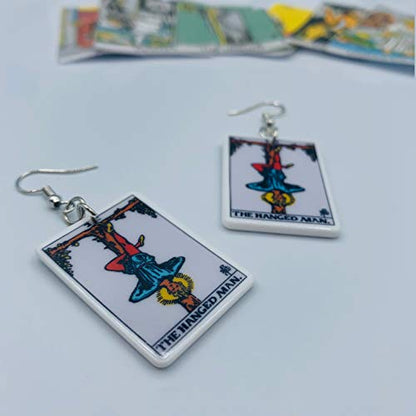 Tarot Jewelry for Women - Rider Waite Tarot Earrings - Zodiac Earrings - Tarot Card Danglers for Women - Tarot Gifts for Women - Zodiac Birthday Gifts - Major Arcana Cards