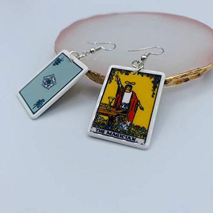 Tarot Jewelry for Women - Rider Waite Tarot Earrings - Zodiac Earrings - Tarot Card Danglers for Women - Tarot Gifts for Women - Zodiac Birthday Gifts - Major Arcana Cards