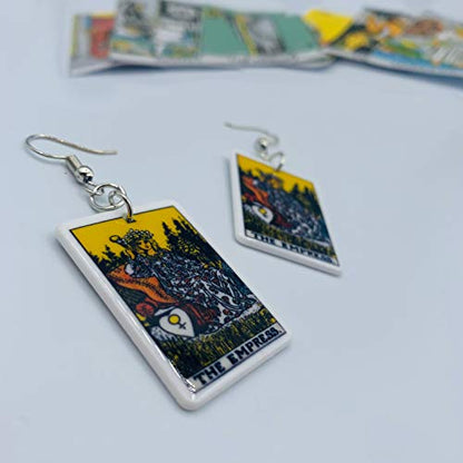 Tarot Jewelry for Women - Rider Waite Tarot Earrings - Zodiac Earrings - Tarot Card Danglers for Women - Tarot Gifts for Women - Zodiac Birthday Gifts - Major Arcana Cards