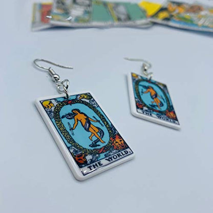 Tarot Jewelry for Women - Rider Waite Tarot Earrings - Zodiac Earrings - Tarot Card Danglers for Women - Tarot Gifts for Women - Zodiac Birthday Gifts - Major Arcana Cards