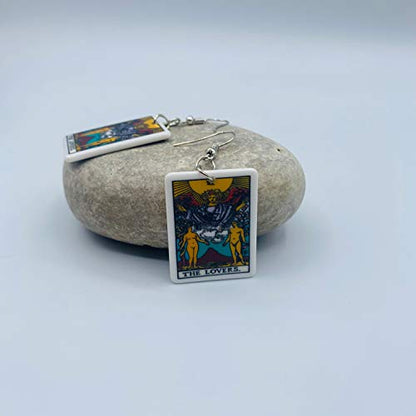 Tarot Jewelry for Women - Rider Waite Tarot Earrings - Zodiac Earrings - Tarot Card Danglers for Women - Tarot Gifts for Women - Zodiac Birthday Gifts - Major Arcana Cards