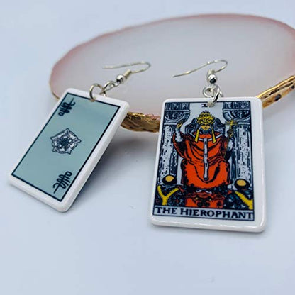 Tarot Jewelry for Women - Rider Waite Tarot Earrings - Zodiac Earrings - Tarot Card Danglers for Women - Tarot Gifts for Women - Zodiac Birthday Gifts - Major Arcana Cards