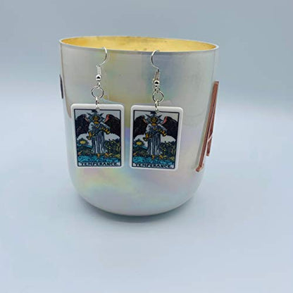 Tarot Jewelry for Women - Rider Waite Tarot Earrings - Zodiac Earrings - Tarot Card Danglers for Women - Tarot Gifts for Women - Zodiac Birthday Gifts - Major Arcana Cards