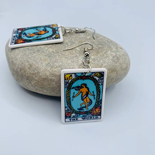 Tarot Jewelry for Women - Rider Waite Tarot Earrings - Zodiac Earrings - Tarot Card Danglers for Women - Tarot Gifts for Women - Zodiac Birthday Gifts - Major Arcana Cards