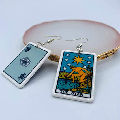 Tarot Jewelry for Women - Rider Waite Tarot Earrings - Zodiac Earrings - Tarot Card Danglers for Women - Tarot Gifts for Women - Zodiac Birthday Gifts - Major Arcana Cards