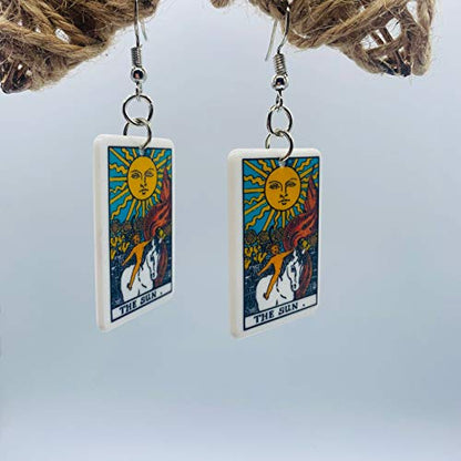 Tarot Jewelry for Women - Rider Waite Tarot Earrings - Zodiac Earrings - Tarot Card Danglers for Women - Tarot Gifts for Women - Zodiac Birthday Gifts - Major Arcana Cards