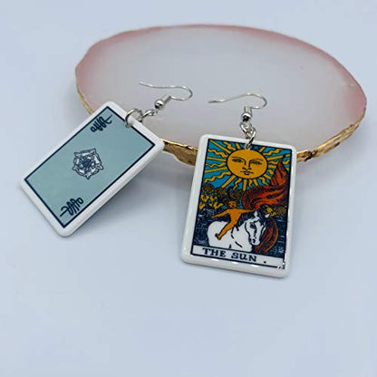 Tarot Jewelry for Women - Rider Waite Tarot Earrings - Zodiac Earrings - Tarot Card Danglers for Women - Tarot Gifts for Women - Zodiac Birthday Gifts - Major Arcana Cards