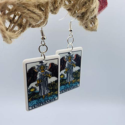 Tarot Jewelry for Women - Rider Waite Tarot Earrings - Zodiac Earrings - Tarot Card Danglers for Women - Tarot Gifts for Women - Zodiac Birthday Gifts - Major Arcana Cards