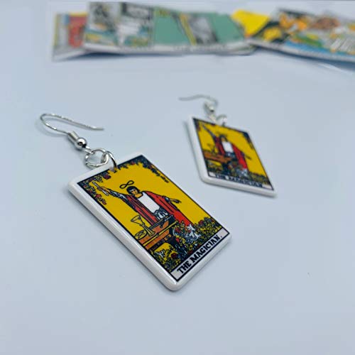 Tarot Jewelry for Women - Rider Waite Tarot Earrings - Zodiac Earrings - Tarot Card Danglers for Women - Tarot Gifts for Women - Zodiac Birthday Gifts - Major Arcana Cards