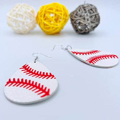 Basketball Earrings for Women - Softball Gifts for Girls - Football Mom Earrings - Baseball Earrings - Sports Earrings - Faux Leather Earrings - Glitter Earrings for Girls