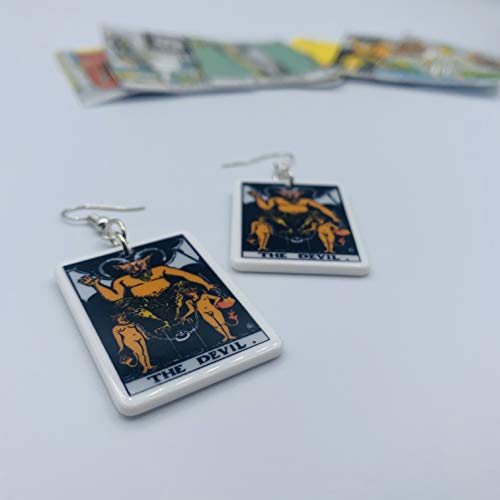 Tarot Jewelry for Women - Rider Waite Tarot Earrings - Zodiac Earrings - Tarot Card Danglers for Women - Tarot Gifts for Women - Zodiac Birthday Gifts - Major Arcana Cards