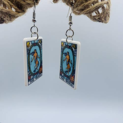 Tarot Jewelry for Women - Rider Waite Tarot Earrings - Zodiac Earrings - Tarot Card Danglers for Women - Tarot Gifts for Women - Zodiac Birthday Gifts - Major Arcana Cards