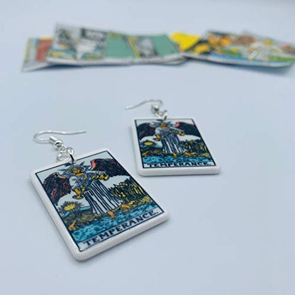 Tarot Jewelry for Women - Rider Waite Tarot Earrings - Zodiac Earrings - Tarot Card Danglers for Women - Tarot Gifts for Women - Zodiac Birthday Gifts - Major Arcana Cards