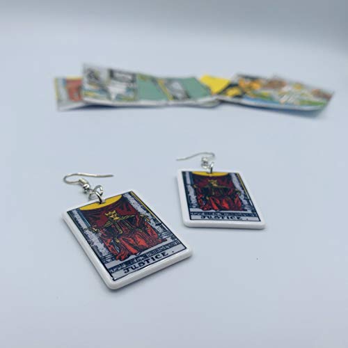 Tarot Jewelry for Women - Rider Waite Tarot Earrings - Zodiac Earrings - Tarot Card Danglers for Women - Tarot Gifts for Women - Zodiac Birthday Gifts - Major Arcana Cards