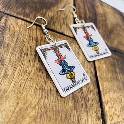 Tarot Jewelry for Women - Rider Waite Tarot Earrings - Zodiac Earrings - Tarot Card Danglers for Women - Tarot Gifts for Women - Zodiac Birthday Gifts - Major Arcana Cards