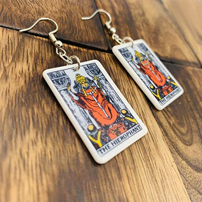 Tarot Jewelry for Women - Rider Waite Tarot Earrings - Zodiac Earrings - Tarot Card Danglers for Women - Tarot Gifts for Women - Zodiac Birthday Gifts - Major Arcana Cards