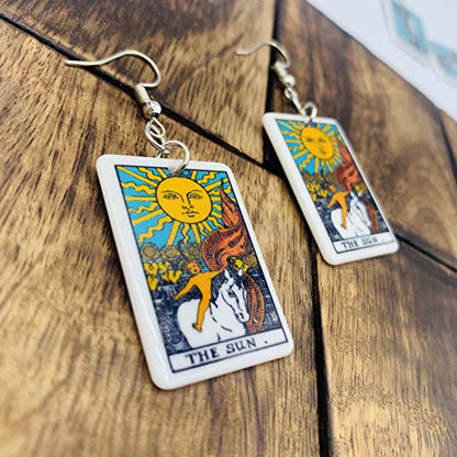 Tarot Jewelry for Women - Rider Waite Tarot Earrings - Zodiac Earrings - Tarot Card Danglers for Women - Tarot Gifts for Women - Zodiac Birthday Gifts - Major Arcana Cards