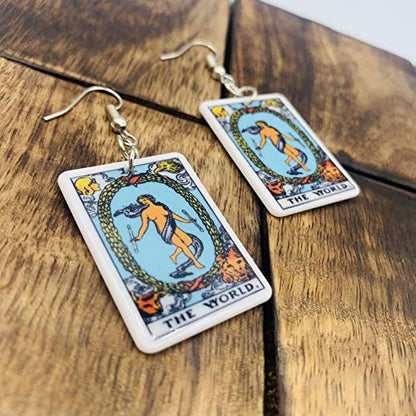 Tarot Jewelry for Women - Rider Waite Tarot Earrings - Zodiac Earrings - Tarot Card Danglers for Women - Tarot Gifts for Women - Zodiac Birthday Gifts - Major Arcana Cards