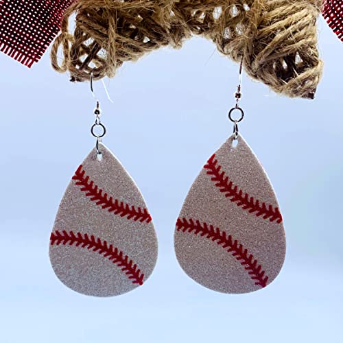 Basketball Earrings for Women - Softball Gifts for Girls - Football Mom Earrings - Baseball Earrings - Sports Earrings - Faux Leather Earrings - Glitter Earrings for Girls