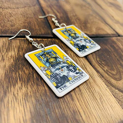 Tarot Jewelry for Women - Rider Waite Tarot Earrings - Zodiac Earrings - Tarot Card Danglers for Women - Tarot Gifts for Women - Zodiac Birthday Gifts - Major Arcana Cards